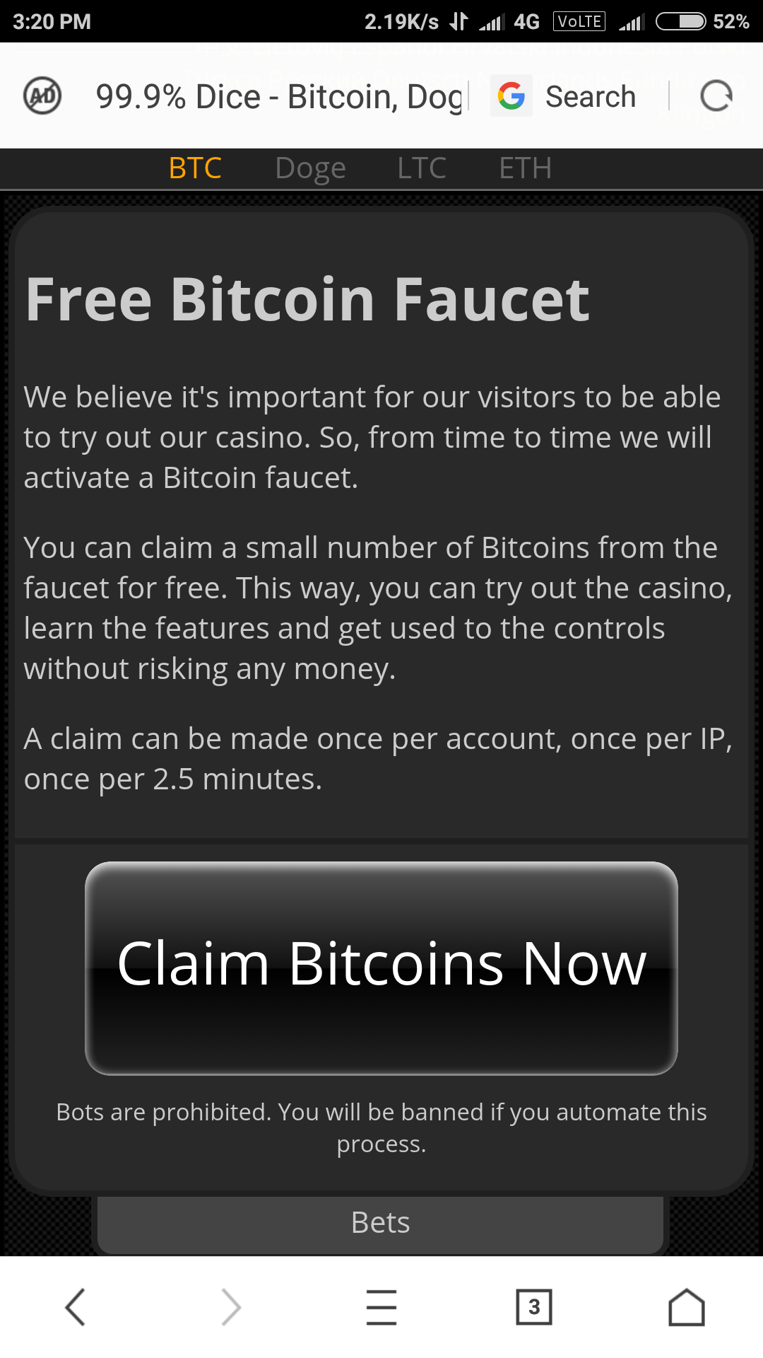 How To Earn Free Bitcoin Other Crypto With 999dice Site Earn - 